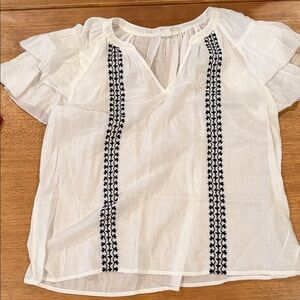 GAP White Embroidered Women's Top